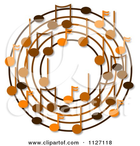 Cartoon Of A Ring Or Wreath Of Brown Music Notes With Shadows - Royalty Free Clipart by djart