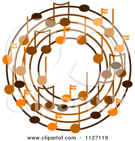 Cartoon Of A Ring Or Wreath Of Brown Music Notes - Royalty Free Vector Clipart by djart