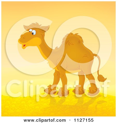 Cartoon Of A Happy Camel In A Desert - Royalty Free Clipart by Alex Bannykh