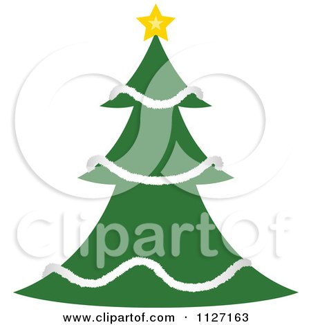 Clipart Of A Christmas Tree With A White Garland - Royalty Free Vector Illustration by dero