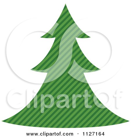 Clipart Of A Green Diagonal Striped Christmas Tree - Royalty Free Vector Illustration by dero
