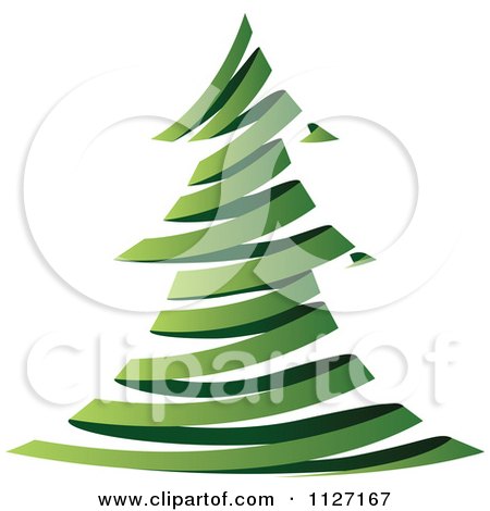 Clipart Of A Paper Spiral Christmas Tree - Royalty Free Vector Illustration by dero