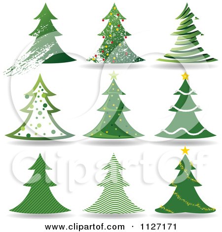 Clipart Of Christmas And Evergreen Trees - Royalty Free Vector Illustration by dero