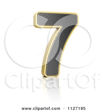 Clipart Of A 3d Gold Rimmed Perforated Metal Number 7 - Royalty Free CGI Illustration by stockillustrations