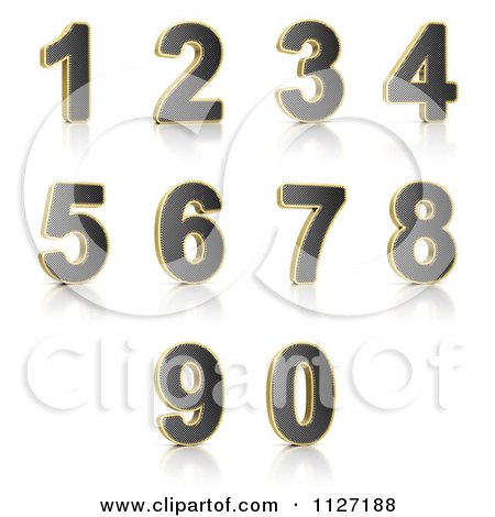 Clipart Of 3d Gold Rimmed Perforated Metal Numbers - Royalty Free CGI Illustration by stockillustrations