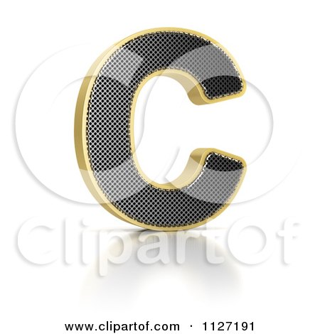 Clipart Of A 3d Gold Rimmed Perforated Metal Letter C - Royalty Free CGI Illustration by stockillustrations