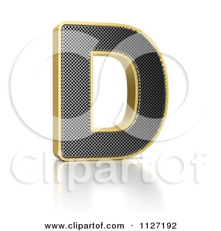 Clipart Of A 3d Gold Rimmed Perforated Metal Letter D - Royalty Free CGI Illustration by stockillustrations