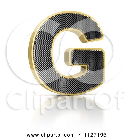 Clipart Of A 3d Gold Rimmed Perforated Metal Letter G - Royalty Free CGI Illustration by stockillustrations