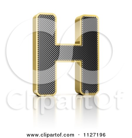 Clipart Of A 3d Gold Rimmed Perforated Metal Letter H - Royalty Free CGI Illustration by stockillustrations