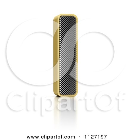 Clipart Of A 3d Gold Rimmed Perforated Metal Letter I - Royalty Free CGI Illustration by stockillustrations