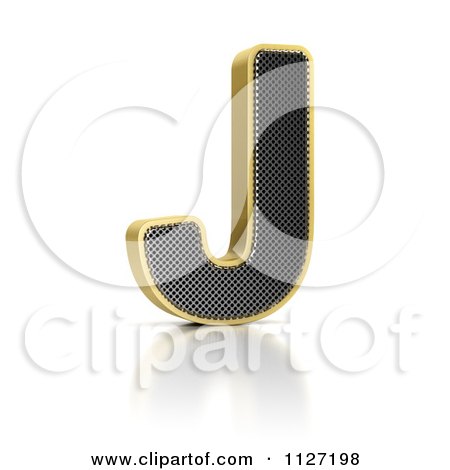 Clipart Of A 3d Gold Rimmed Perforated Metal Letter J - Royalty Free CGI Illustration by stockillustrations