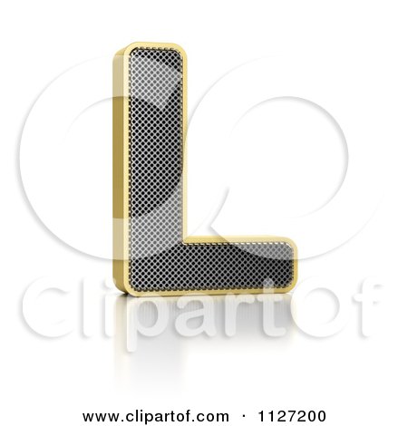 Clipart Of A 3d Gold Rimmed Perforated Metal Letter L - Royalty Free CGI Illustration by stockillustrations