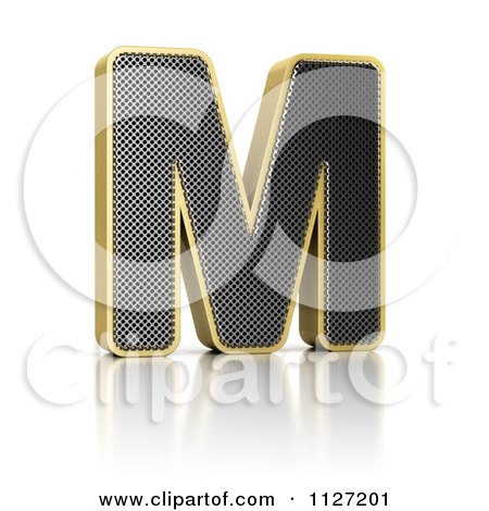 Clipart Of A 3d Gold Rimmed Perforated Metal Letter M - Royalty Free CGI Illustration by stockillustrations
