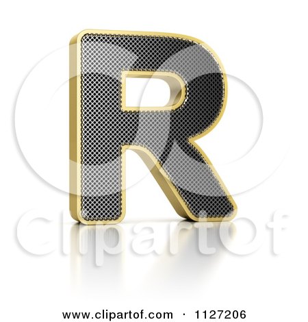 Clipart Of A 3d Gold Rimmed Perforated Metal Letter R - Royalty Free CGI Illustration by stockillustrations