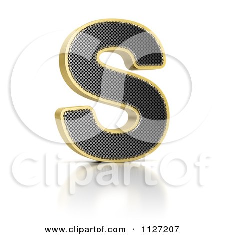 Clipart Of A 3d Gold Rimmed Perforated Metal Letter S - Royalty Free CGI Illustration by stockillustrations