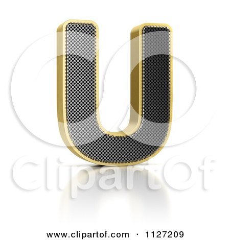 Clipart Of A 3d Gold Rimmed Perforated Metal Letter U - Royalty Free CGI Illustration by stockillustrations