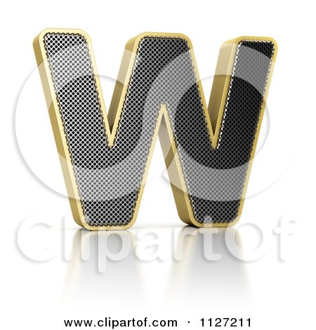 Clipart Of A 3d Gold Rimmed Perforated Metal Letter W - Royalty Free CGI Illustration by stockillustrations