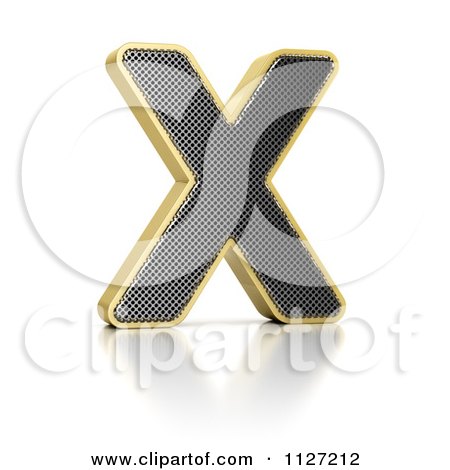 Clipart Of A 3d Gold Rimmed Perforated Metal Letter X - Royalty Free CGI Illustration by stockillustrations