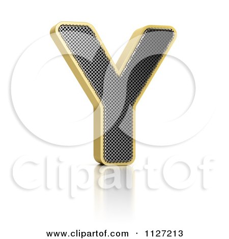 Clipart Of A 3d Gold Rimmed Perforated Metal Letter Y - Royalty Free CGI Illustration by stockillustrations