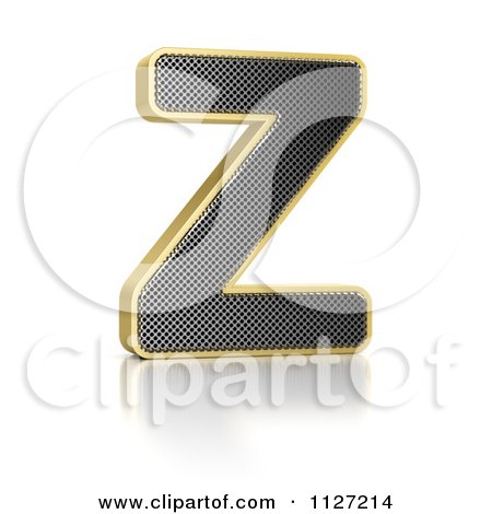 Clipart Of A 3d Gold Rimmed Perforated Metal Letter Z - Royalty Free CGI Illustration by stockillustrations