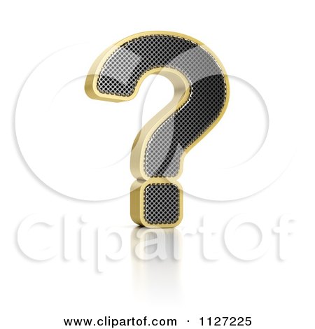 Clipart Of A 3d Gold Rimmed Perforated Metal Question Mark - Royalty Free CGI Illustration by stockillustrations