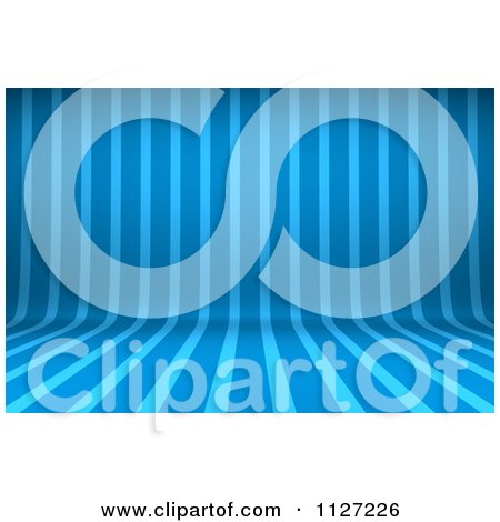 Clipart Of A 3d Curved Blue Stripes Background - Royalty Free CGI Illustration by stockillustrations