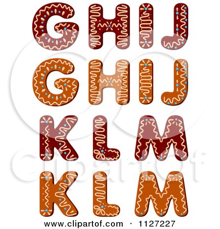 Clipart Of A Christmas Gingerbread Cookie Letters G Through M - Royalty Free Vector Illustration by Vector Tradition SM