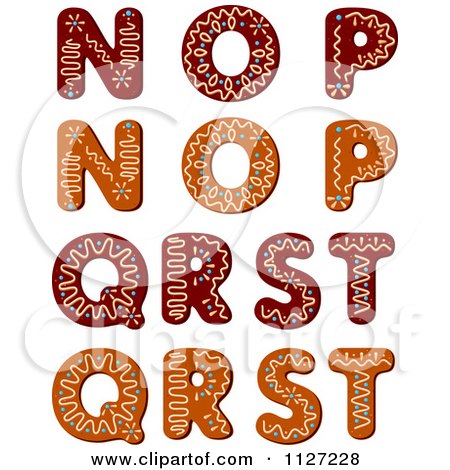 Clipart Of A Christmas Gingerbread Cookie Letters N Through T - Royalty Free Vector Illustration by Vector Tradition SM