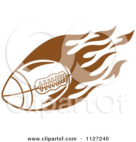 Clipart Of A Brown American Football With Tribal Flames 1 - Royalty Free Vector Illustration by Vector Tradition SM