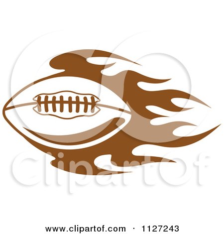 Clipart Of A Brown American Football With Tribal Flames 5 - Royalty Free Vector Illustration by Vector Tradition SM