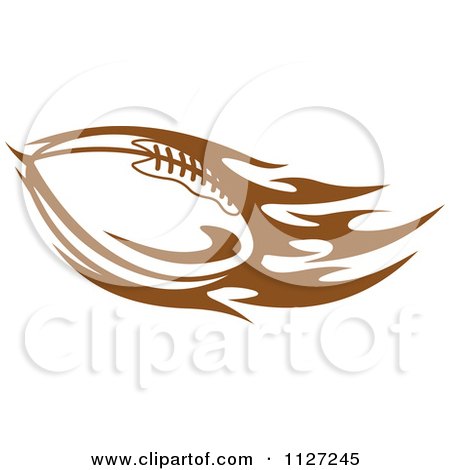 Clipart Of A Brown American Football With Tribal Flames 7 - Royalty Free Vector Illustration by Vector Tradition SM