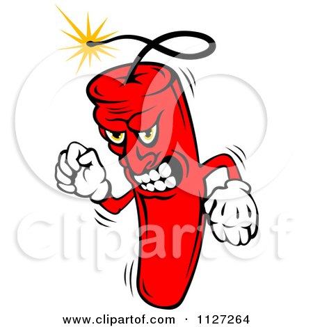Clipart Of A Red Angry Dynamite Mascot - Royalty Free Vector Illustration by Vector Tradition SM