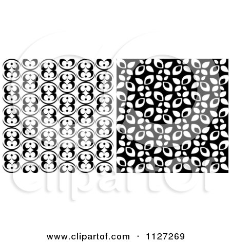 Clipart Of Seamless Black And White Background Patterns - Royalty Free Vector Illustration by Vector Tradition SM