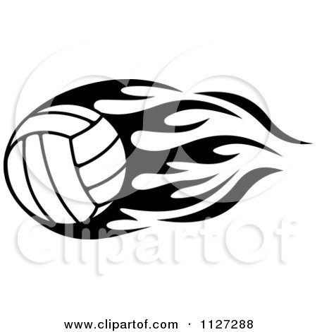 Black And White Volleyball With Tribal Flames 3 Posters, Art Prints by ...