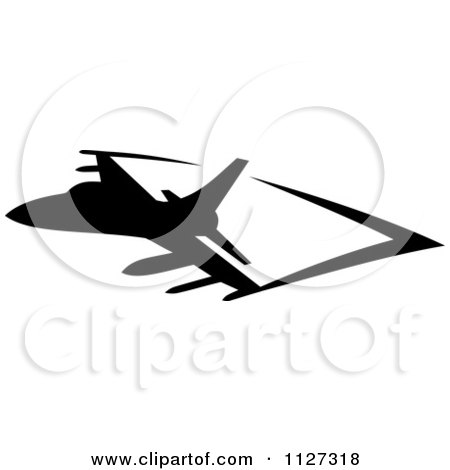 Clipart Of A Black Silhouetted Airplane And Trails 6 - Royalty Free Vector Illustration by Vector Tradition SM