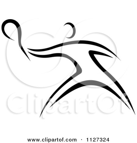Clipart Of A Black And White Tennis Player - Royalty Free Vector Illustration by Vector Tradition SM
