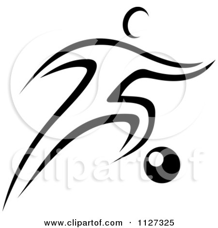 Clipart Of A Black And White Soccer Player - Royalty Free Vector Illustration by Vector Tradition SM