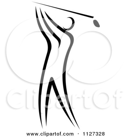 Clipart Of A Black And White Golfer - Royalty Free Vector Illustration by Vector Tradition SM