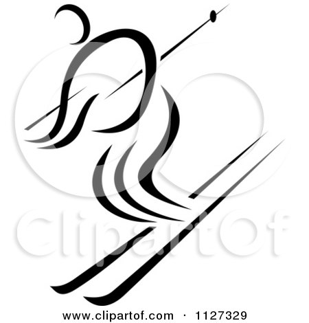 Clipart Of A Black And White Skier - Royalty Free Vector Illustration by Vector Tradition SM
