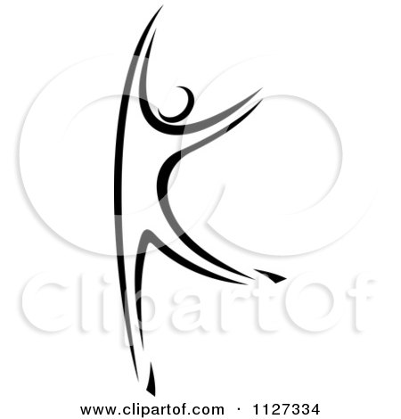 Clipart Of A Black And White Dancer - Royalty Free Vector Illustration