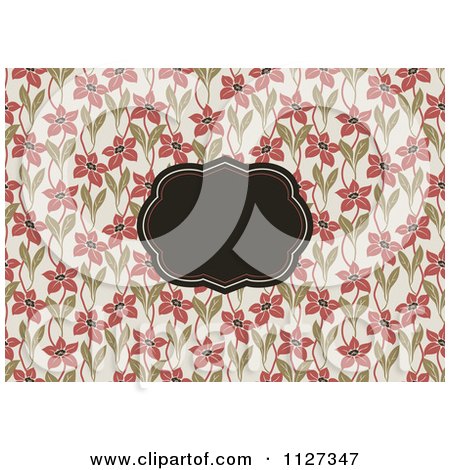 Clipart Of A Retro Floral Invitation Frame Background 1 - Royalty Free Vector Illustration by BestVector