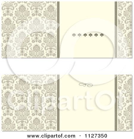 Clipart Of Ornate Brown And Tan Damask Invitations - Royalty Free Vector Illustration by BestVector