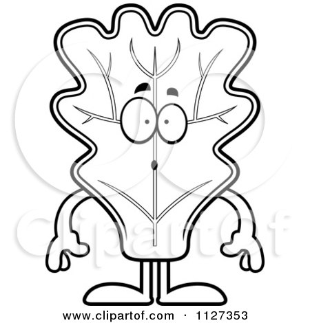 Cartoon Of An Outlined Surprised Lettuce Mascot - Royalty Free Vector Clipart by Cory Thoman