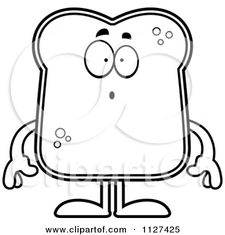 Cartoon Of An Outlined Surprised Bread Character - Royalty Free Vector Clipart by Cory Thoman