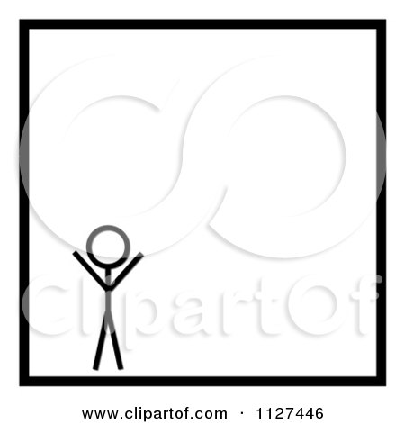 Clipart Of A Stick Man And Black Square Border - Royalty Free Illustration by oboy