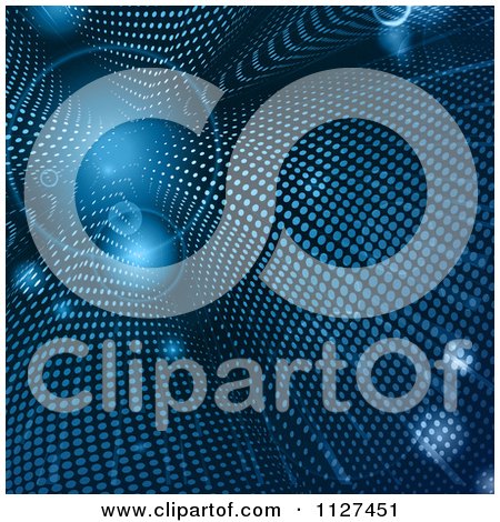 Clipart Of A Tunnel Of Flares And Blue Halftone Dots - Royalty Free Vector Illustration by elaineitalia