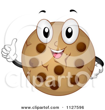 Cartoon Of A Chocolate Chip Cookie Mascot Holding A Thumb Up - Royalty Free Vector Clipart by BNP Design Studio