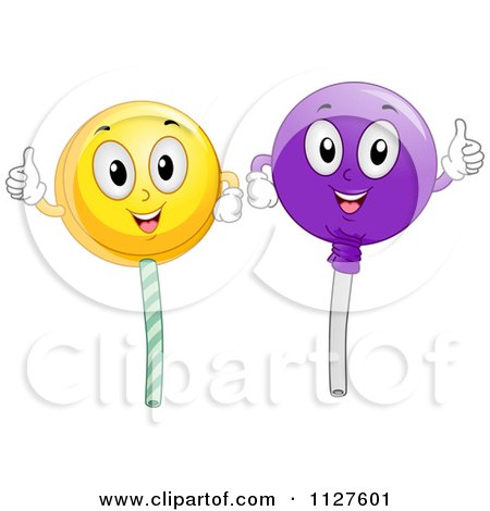 Cartoon Of Happy Loli Pop Mascots Holding Thumbs Up - Royalty Free Vector Clipart by BNP Design Studio