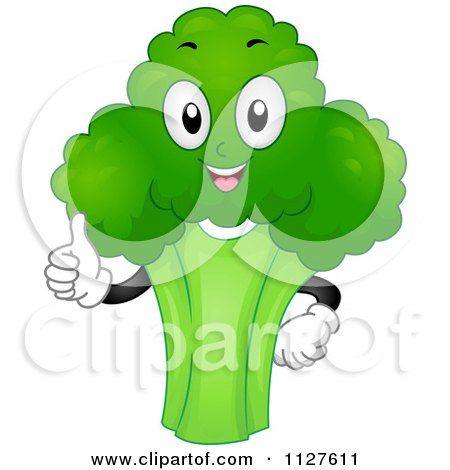 Cartoon Of A Happy Broccoli Mascot Holding A Thumb Up - Royalty Free Vector Clipart by BNP Design Studio