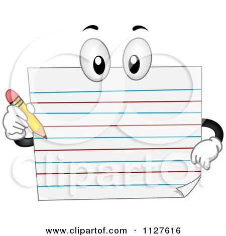 Cartoon Of A Composition Paper Mascot Holding A Pencil - Royalty Free Vector Clipart by BNP Design Studio
